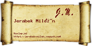 Jerabek Milán névjegykártya